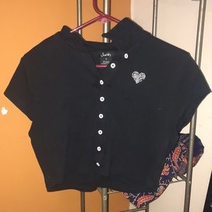 XL black crop top from Justify. Button up